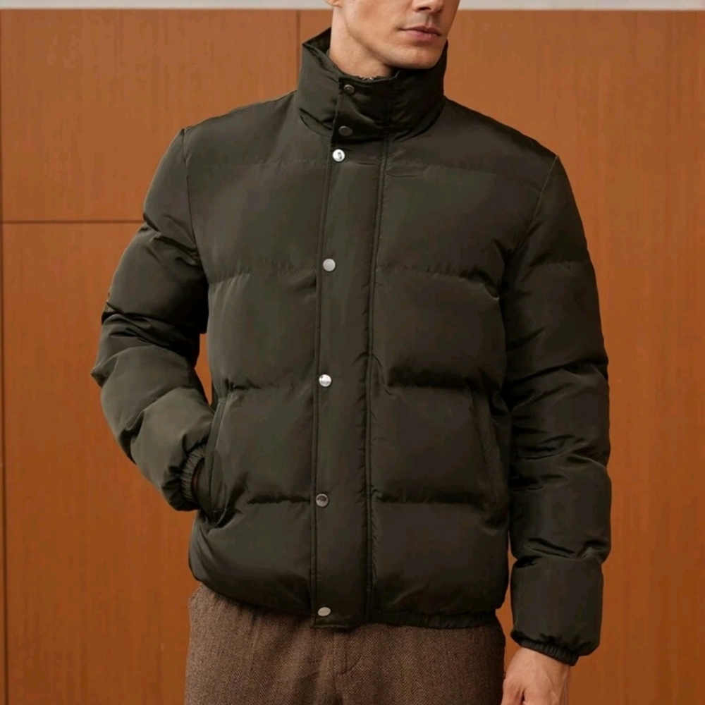 WINTER PUFFER JACKET COAT DARK GREEN SIZE S